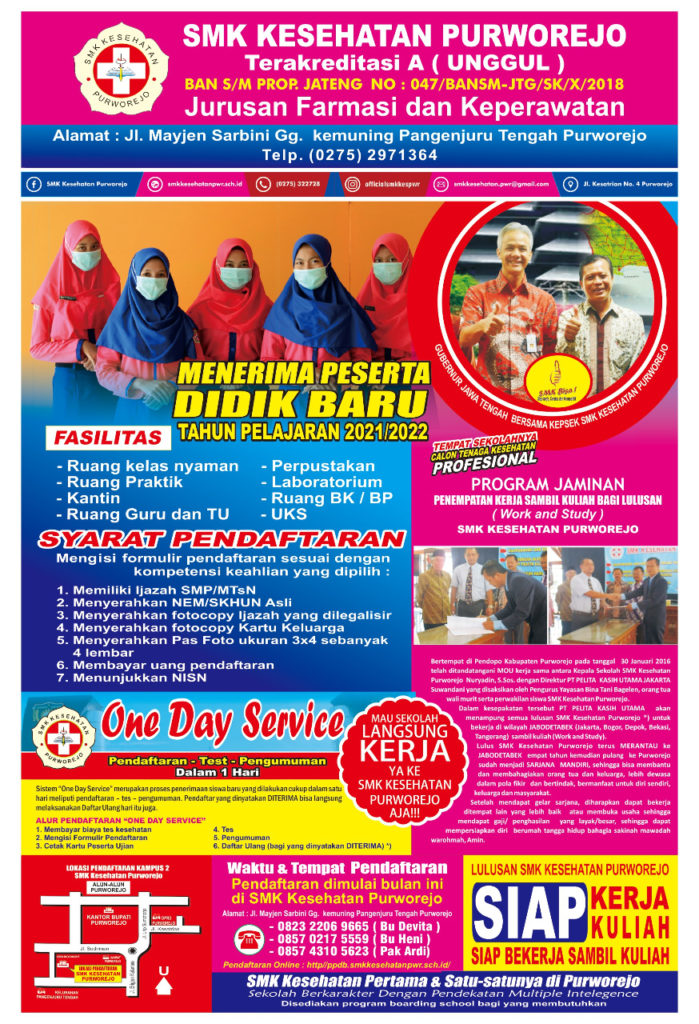 Penerimaan Peserta Didik Baru SMK Kesehatan Purworejo Tahun Pelajaran 2021/2022